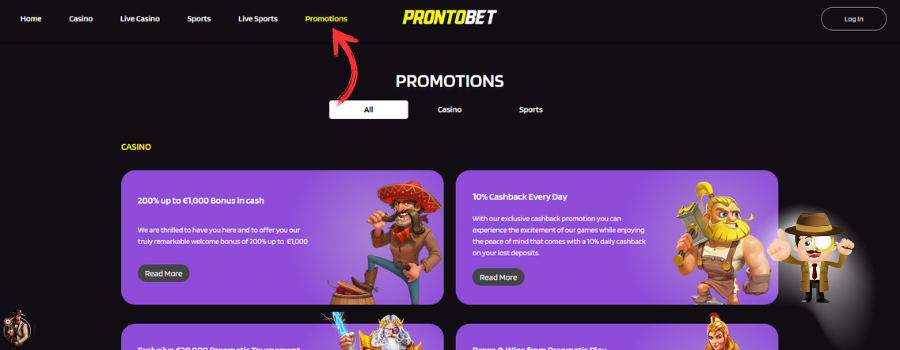 Prontobet Casino bonus