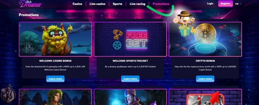 slots dreamer casino bonus