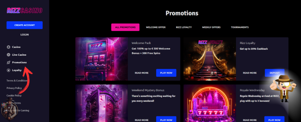 RIZZ casino bonus