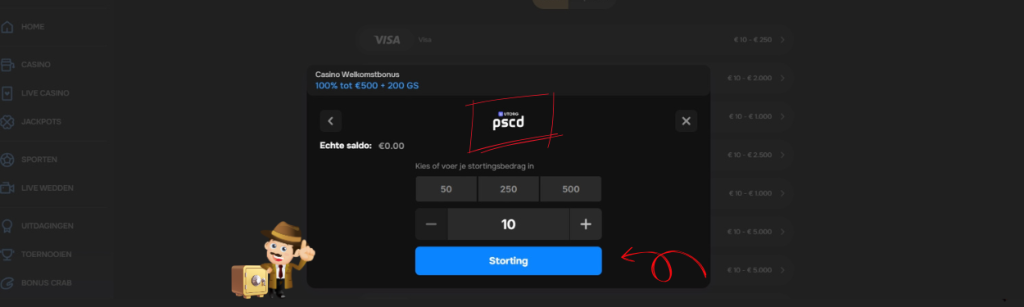 Minimale storting bij Paysafe casino