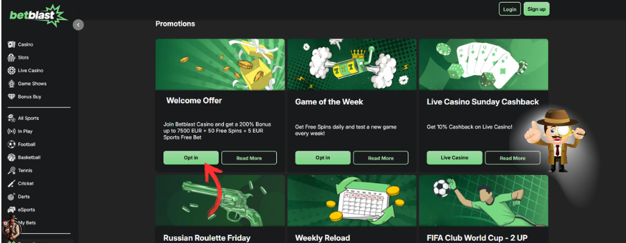 Betblast casino bonus