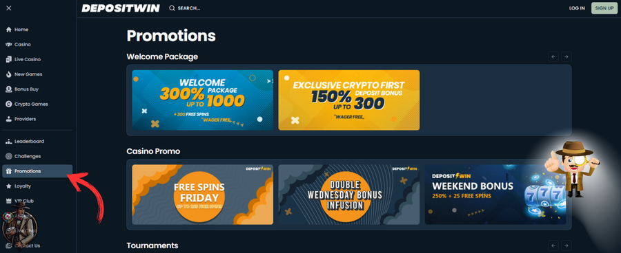 DepositWin casino bonus