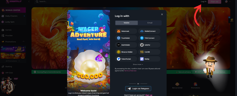 HunnyPlay Casino inloggen