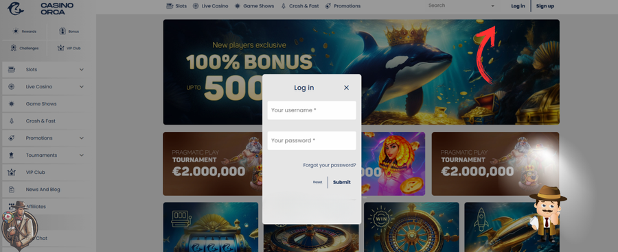 Orca Casino inloggen