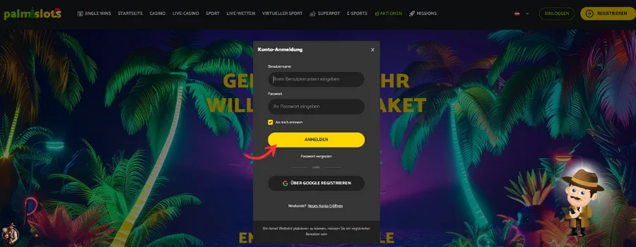PalmSlots Casino inloggen