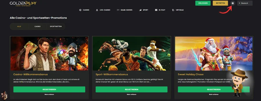 GoldenPlay Casino bonus