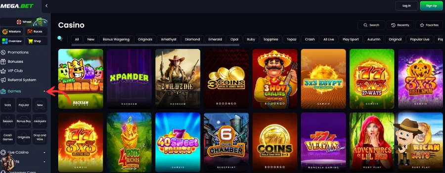 MegaBet Casino Spellen
