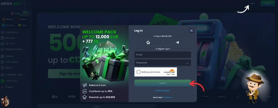 MegaBet Casino inloggen