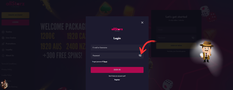 Allstarz Casino inloggen