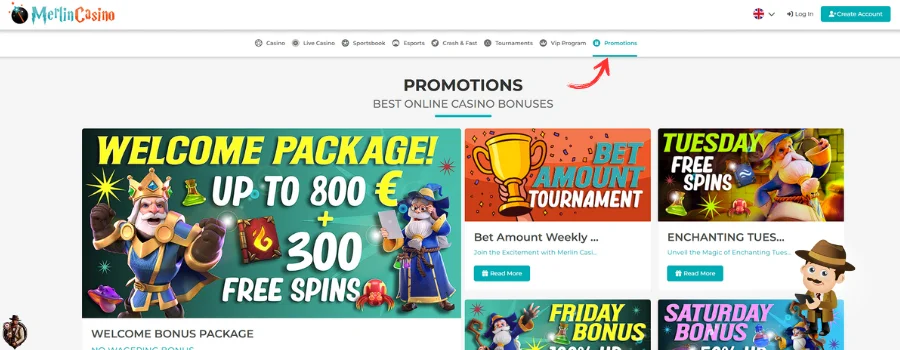 Merlin Casino bonus