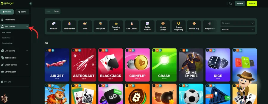 BetNJet Casino Spellen