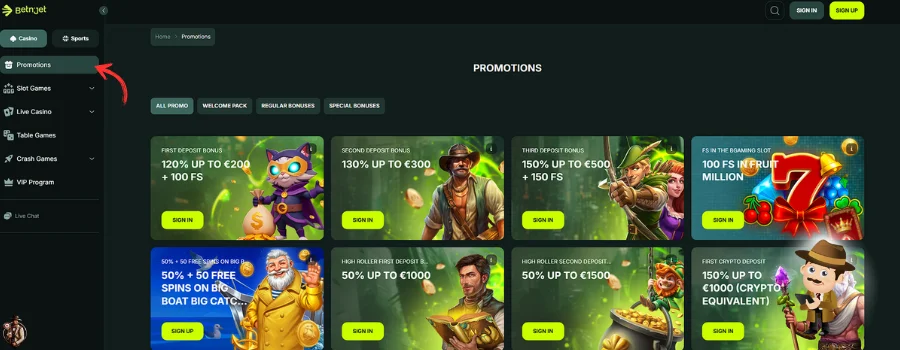 BetNJet Casino bonus