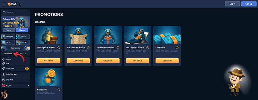 Baloo Casino bonus