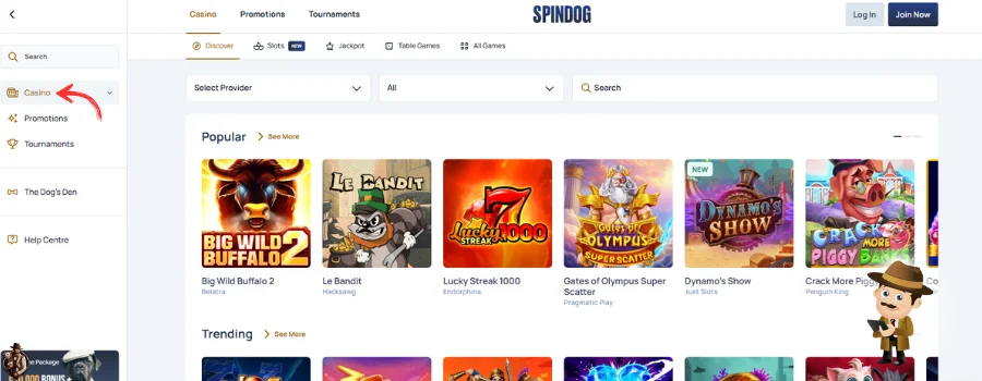 Spindog Casino Spellen