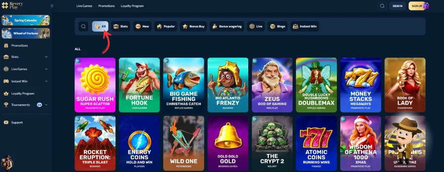 Revery Casino Spellen