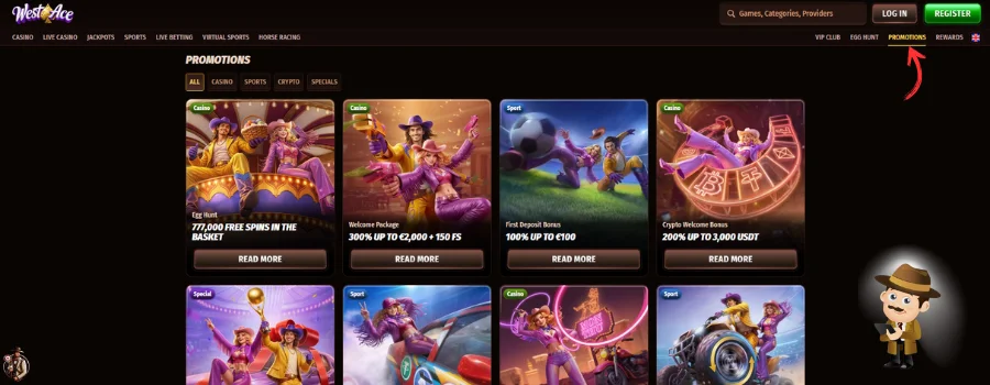West Ace Casino bonus