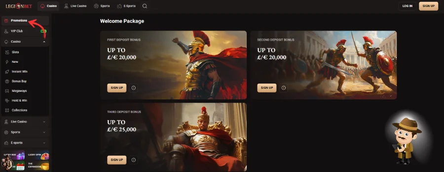 Legionbet Casino bonus