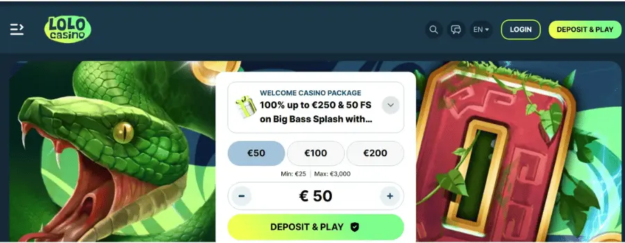 Lolo Casino welkomstbonuspakket met gratis spins