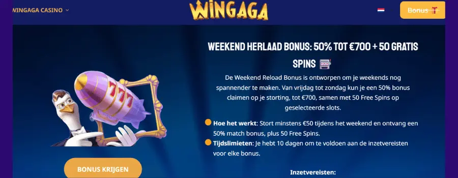 Wingaga herlaad bonus