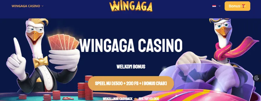 Wingaga welkomstbonus met gratis spins