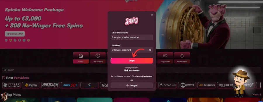 Spinko Casino inloggen
