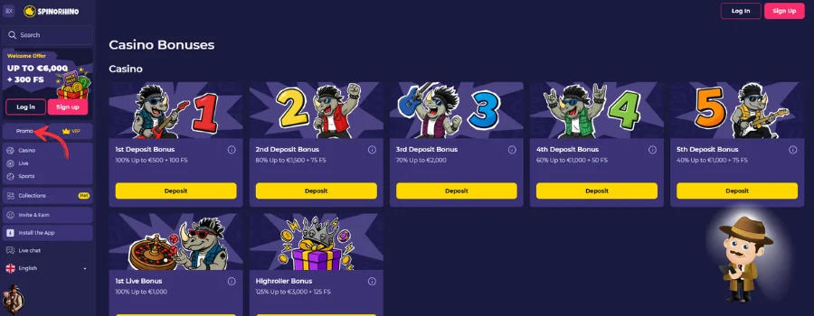 Spinorhino Casino bonus