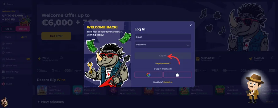 Spinorhino Casino inloggen