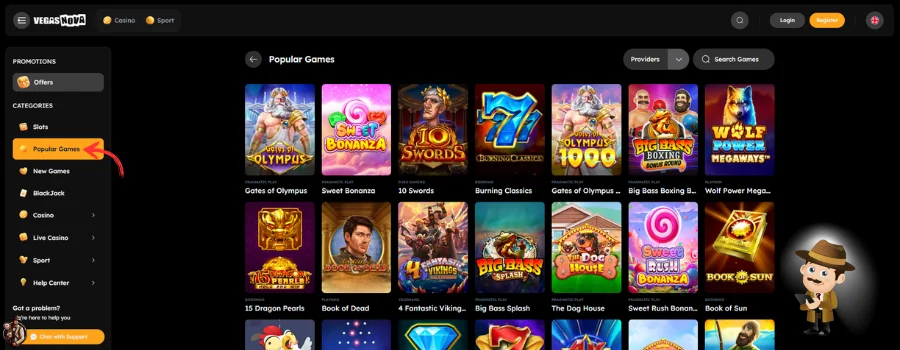 Vegas Nova Casino Spellen