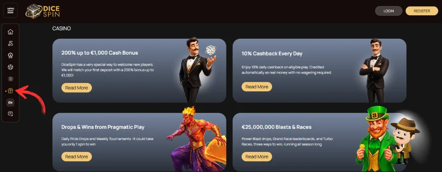 DiceSpin Casino bonus