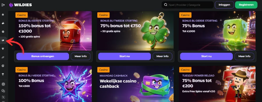 Wildies Casino bonus