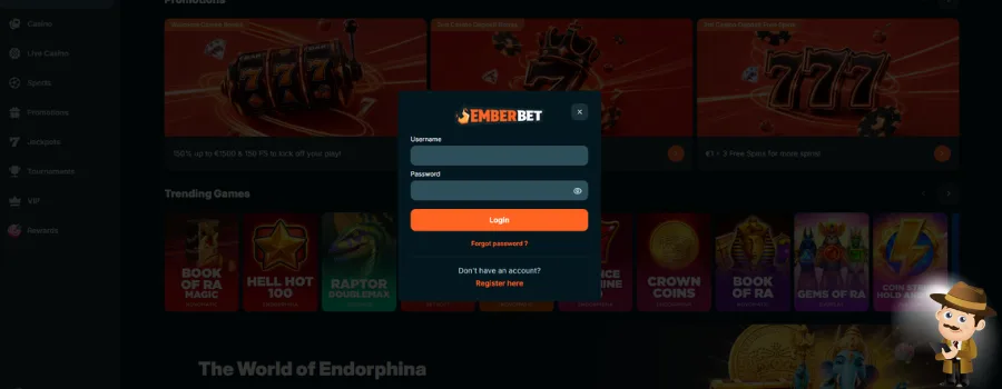 EmberBet Casino inloggen