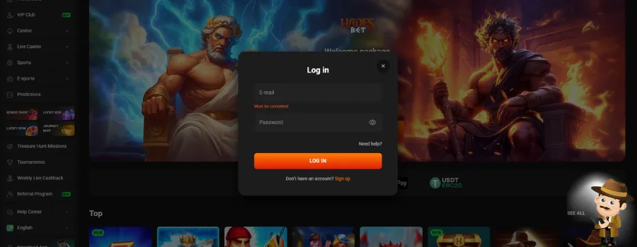 HadesBet Casino inloggen